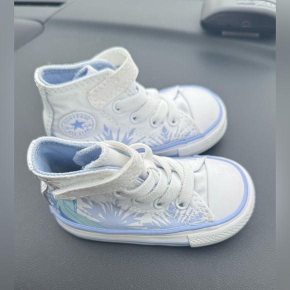 Converse Kids' White and Blue High-Top Sneakers - Picture 4 of 7